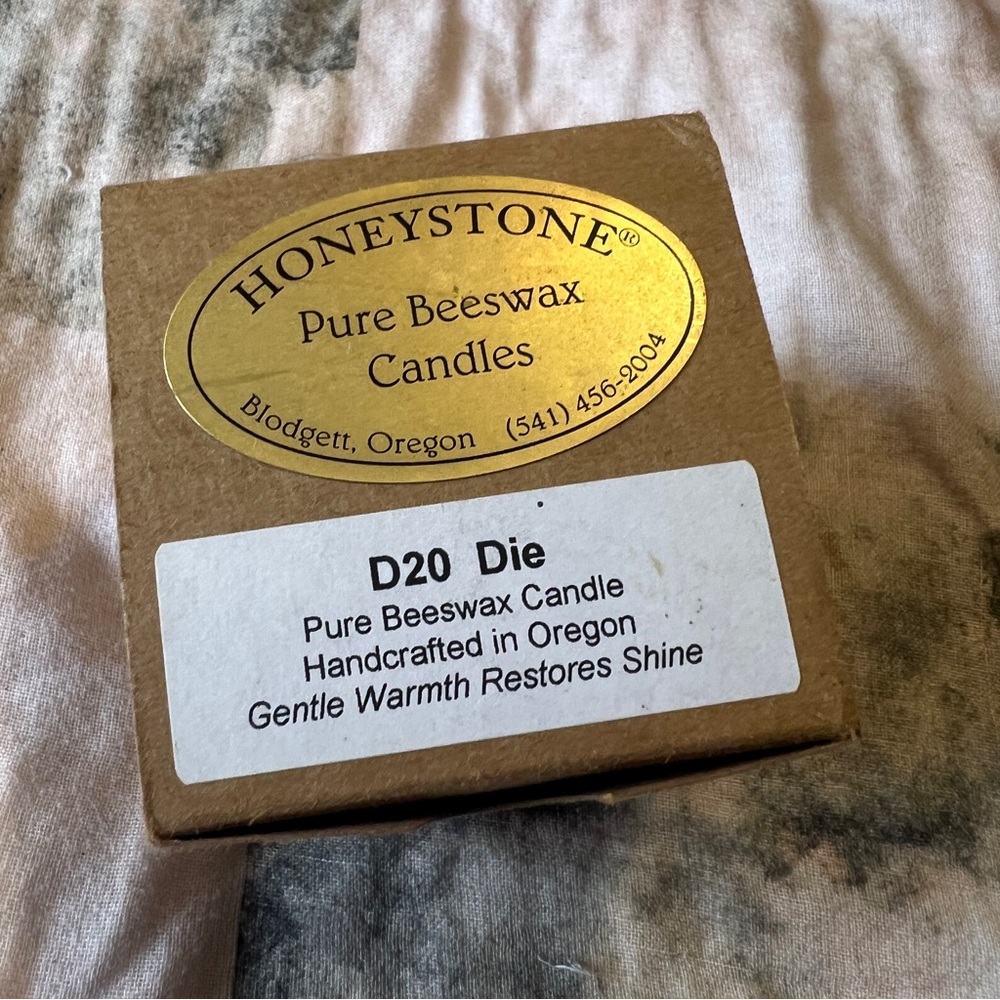 Pure Beeswax 12 Sided Dice Candle - Peachy Orange Game Night Accent - Picture 5 of 5